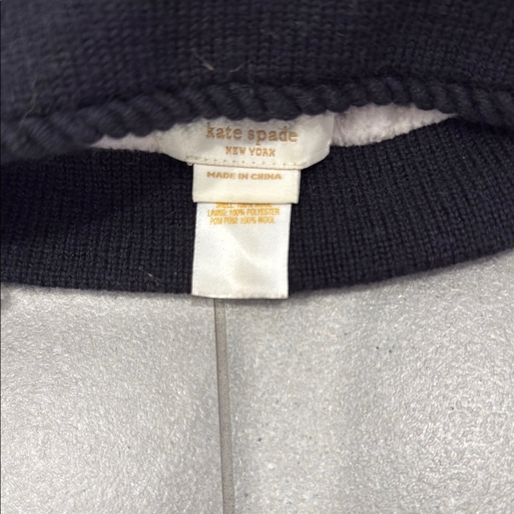 Kate Spade Bow Ski Hat with Kids Black and White Pom-Pom Hat - Picture 4 of 7